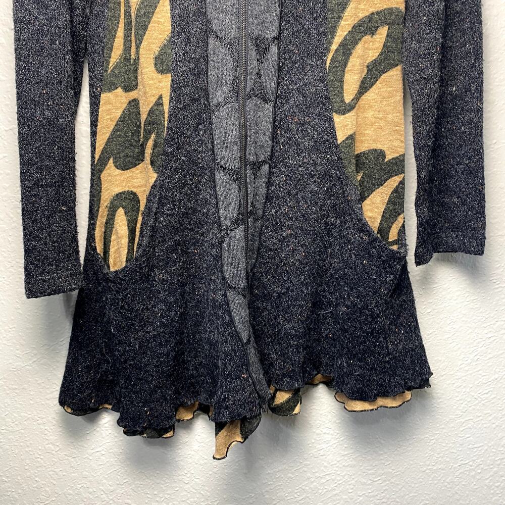 Vtg Y2K Fleur De Lis Avant Garde Grunge Ruffle Whimsigoth Boho Sweater Jacket M - Picture 6 of 16